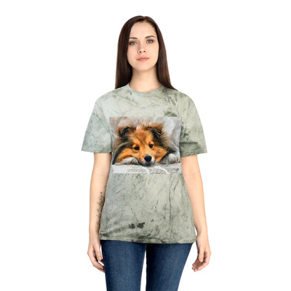 Shetland Sheepdog 'Sleepy Sheltie' Unisex Cotton Color Blast T-Shirt