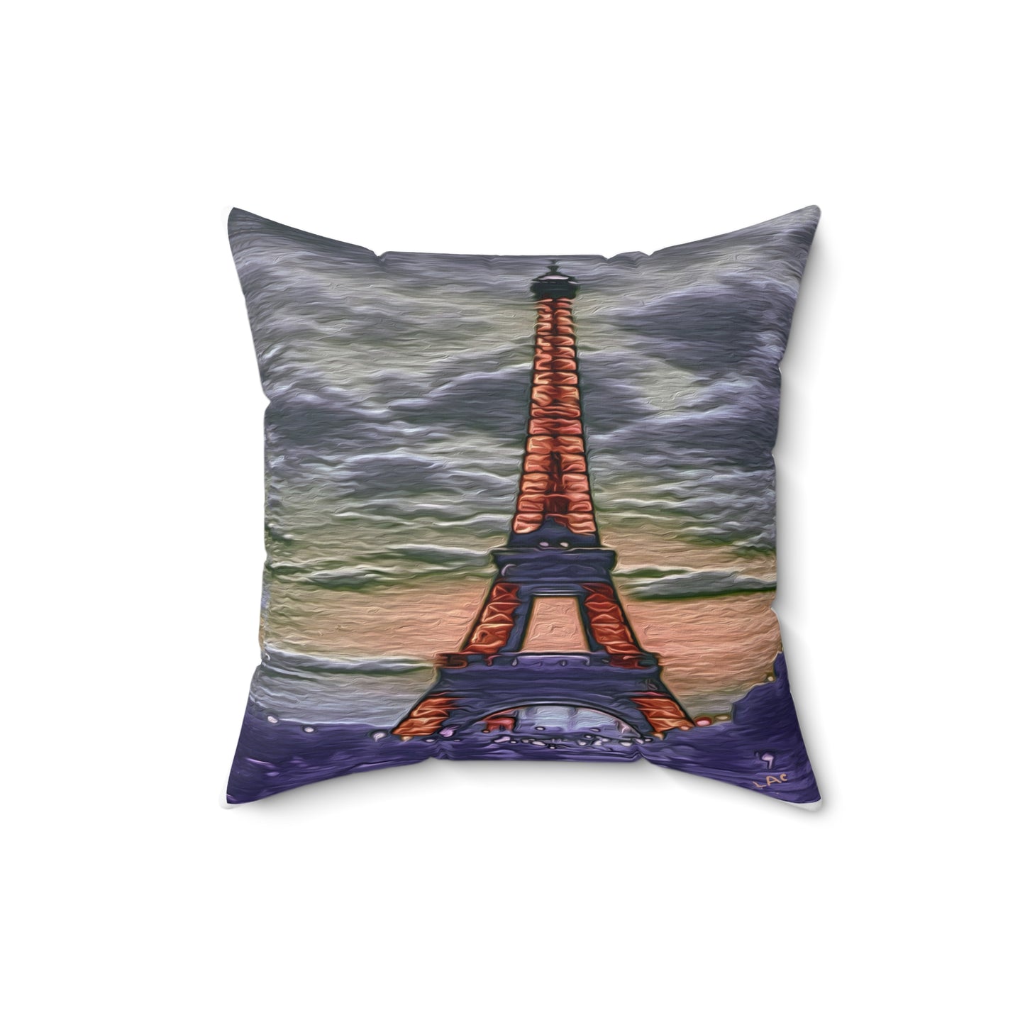 Eiffel Tower Sunset - Spun Polyester Throw Pillow