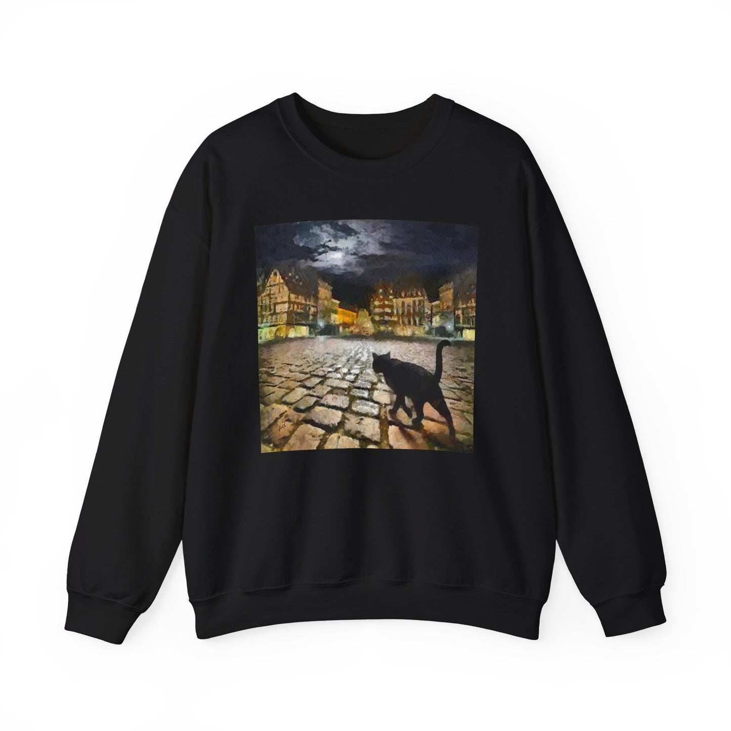 Night Cat Prowling - Unisex 50/50 Crewneck Sweatshirt