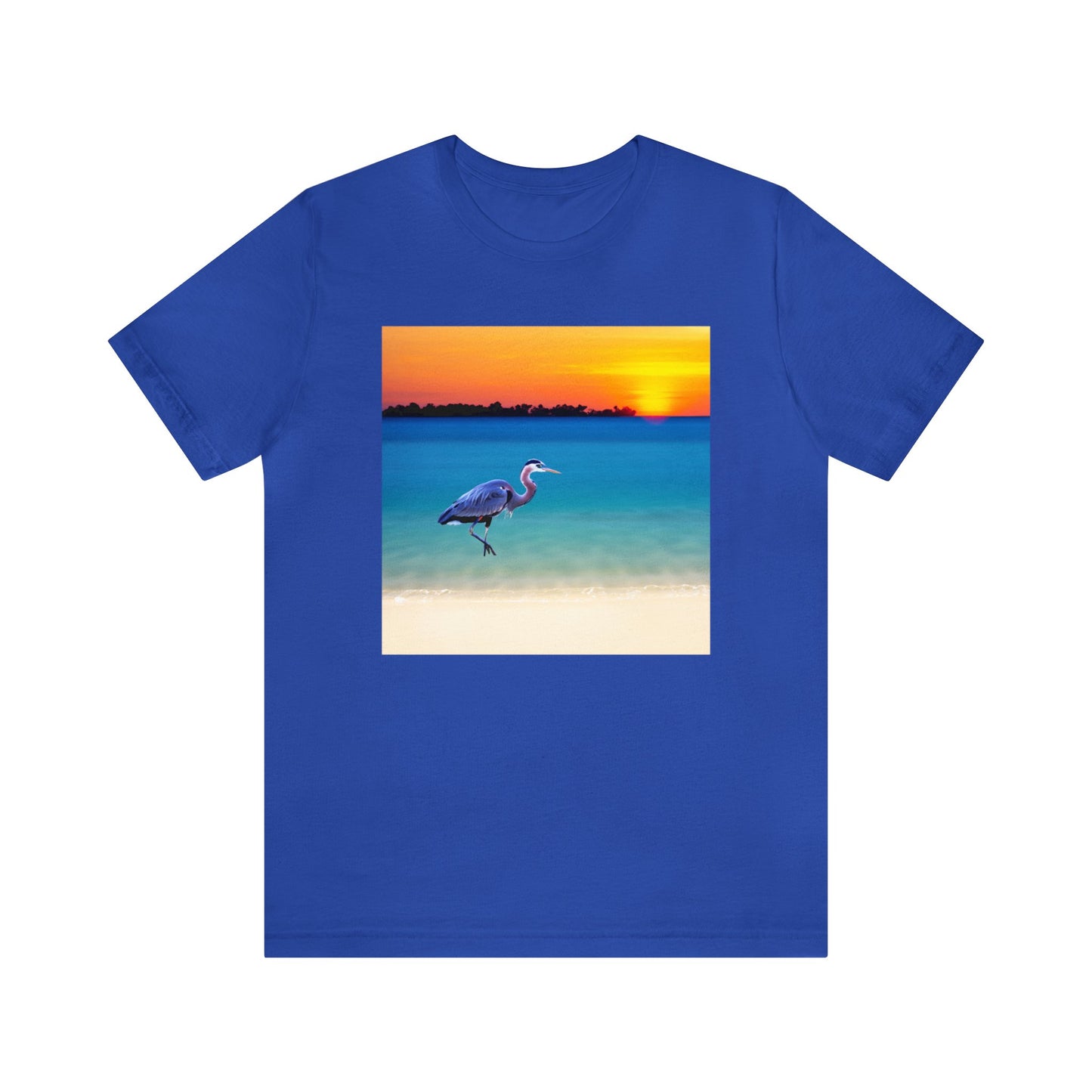 Blue Heron in Senset -  Classic Jersey Short Sleeve Tee