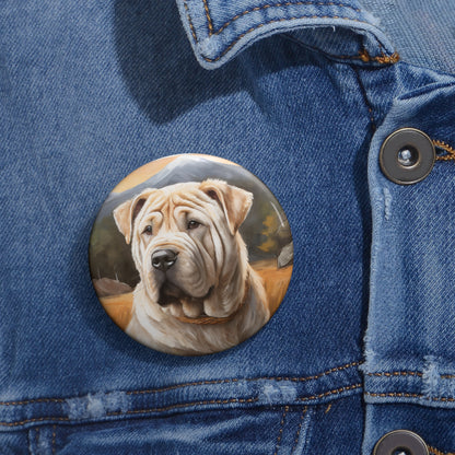 Exquisite Chinese Shar-Pei Metal Pinback Buttons