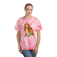 Basset Hound 'Lautrec' Unisex Cotton Tie-Dye Tee, Cyclone - Art for the Soul