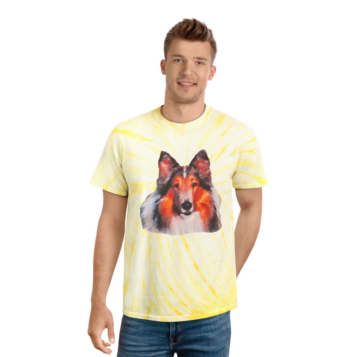 Collie - Rough Coated Unisex Tie-Dye Tee, Cyclone