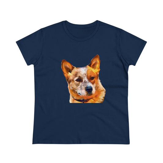 Red Heeler - Australian Cattle Dog Women's Midweight Cotton Tee: A Soft Embrace of Elegance