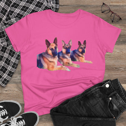 German Shepherd 'Trio' Women's Midweight Cotton Tee