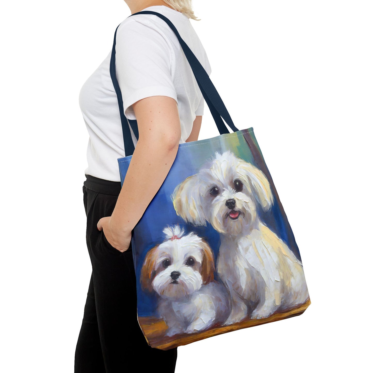 Maltese Polyester Tote Bag - The Elegance of Charm
