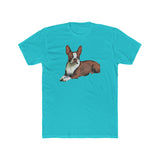 Boston Terrier - Brown & White  - Men's Fitted Cotton Crew Tee