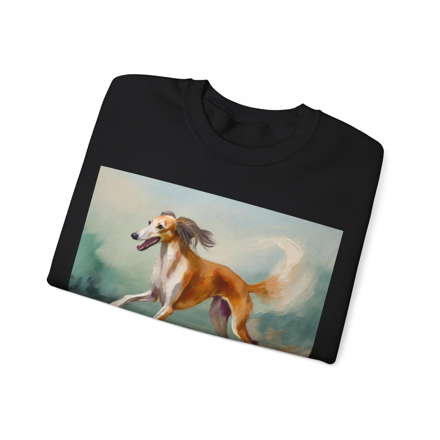 Saluki 'On the Run' Unisex 50/50 Crewneck Sweatshirt
