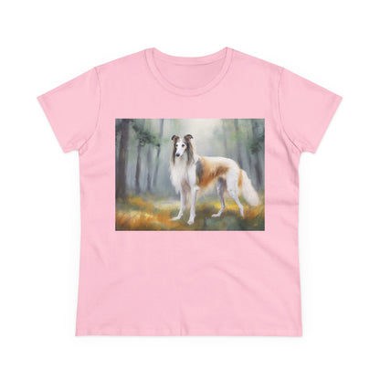 Borzoi 'Russian Wolfhound' Women's Midweight Cotton Tee