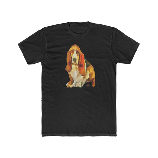 Basset Hound 'Lautrec' Men's Fitted Cotton Crew Tee