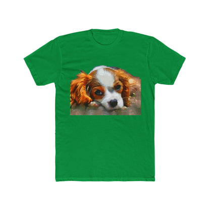 Cavalier King Charles Spaniel Puppy - Men's Fitted Cotton Crew Tee