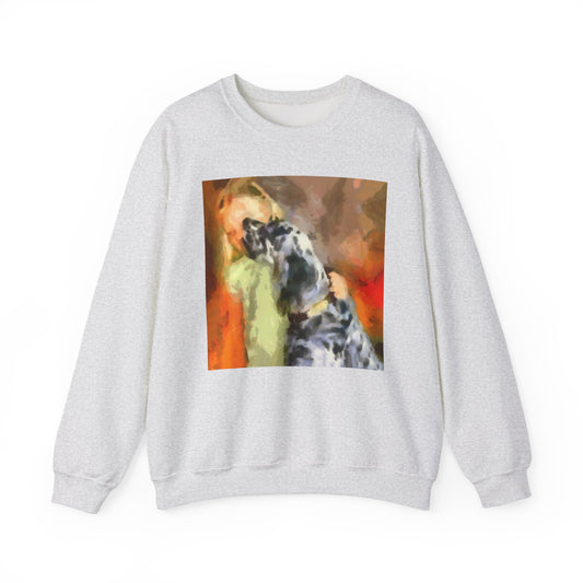 English Setter and Child Classic 50/50 Crewneck Sweatshirt