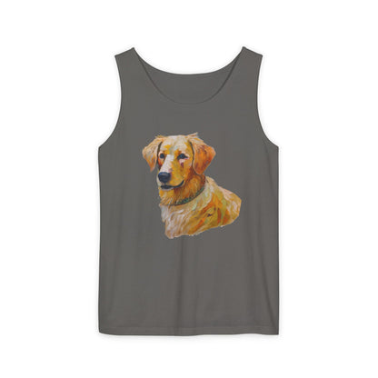 Golden Retriever Puppy - Unisex Relaxed Fit Garment-Dyed Tank Top