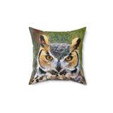 Great Horned Owl 'Hooty'  -  Spun Polyester Throw Pillow