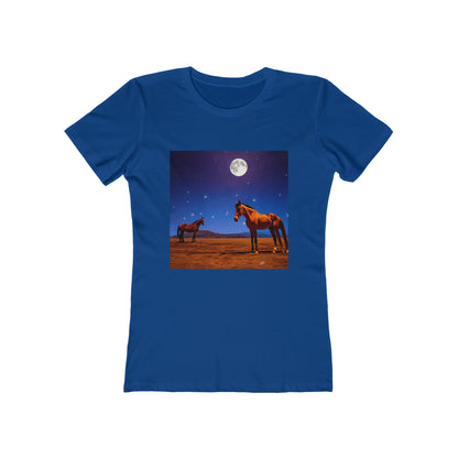 Horses in Moonlight -  Women's Slim Fit Ringspun Cotton Tee