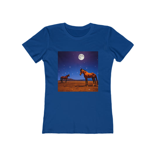 Horses in Moonlight -  Women's Slim Fit Ringspun Cotton Tee