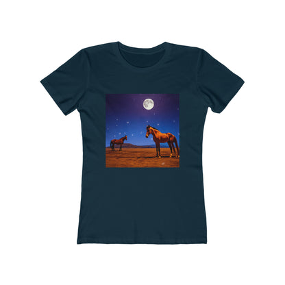 Horses in Moonlight -  Women's Slim Fit Ringspun Cotton Tee
