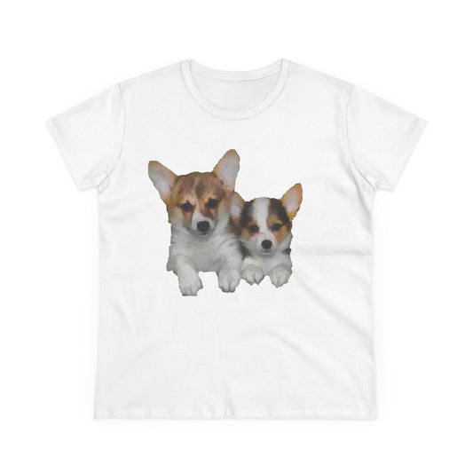Welsh Corgi 'Cousins' Women's Midweight Cotton Tee