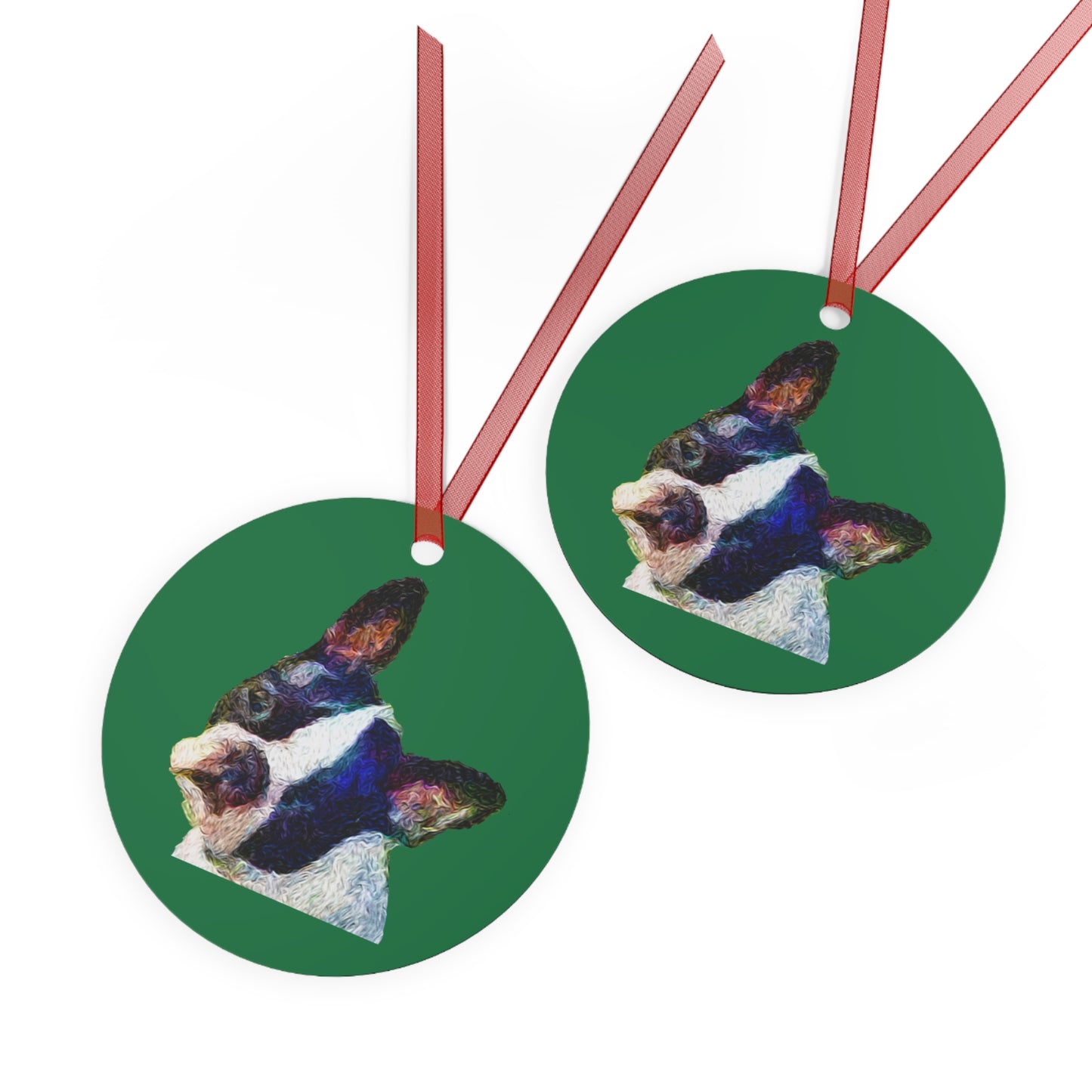 Comical Boston Terrier 'Skipper' Metal Ornament