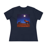 Horses In Moonlight - Relaxed Fit Women's Cotton Tee