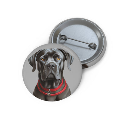 Cane Corso Charm: Metal Pinback Buttons