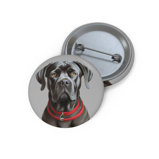 Cane Corso Charm: Metal Pinback Buttons