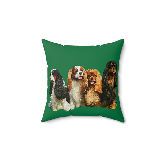 Charming King Charles Spaniels 'Cavalier Club' Spun Polyester Throw Pillow