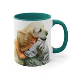 Yellow Labrador Retriever and Child - Accent Coffee Mug, 11oz