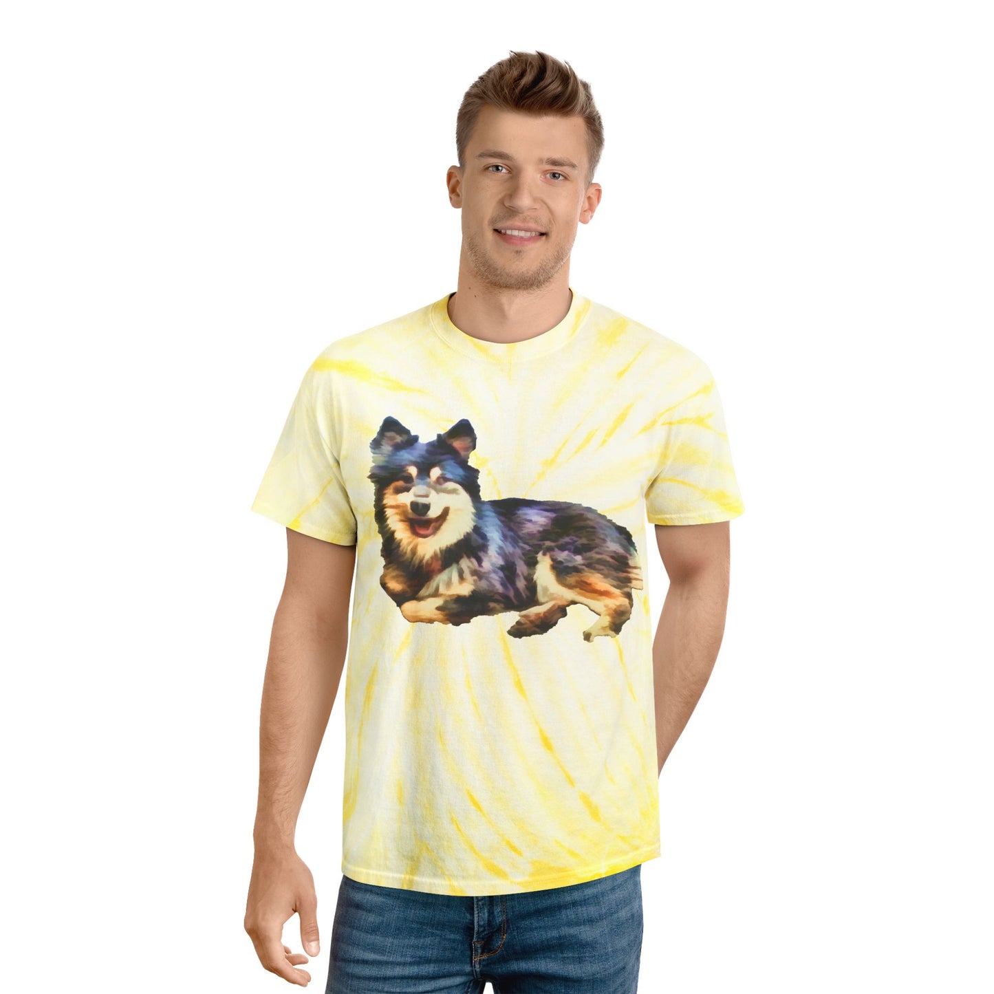 Finnish Lapphund Unisex Cotton Tie-Dye Tee, Cyclone