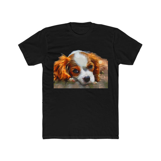 Cavalier King Charles Spaniel Puppy - Men's Fitted Cotton Crew Tee