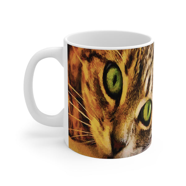 Wide-Eye Cat - Ceramic Mug 11oz