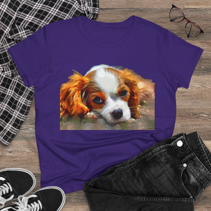 King Charles Spaniel 'Puppy #2' Women's Midweight Cotton Tee
