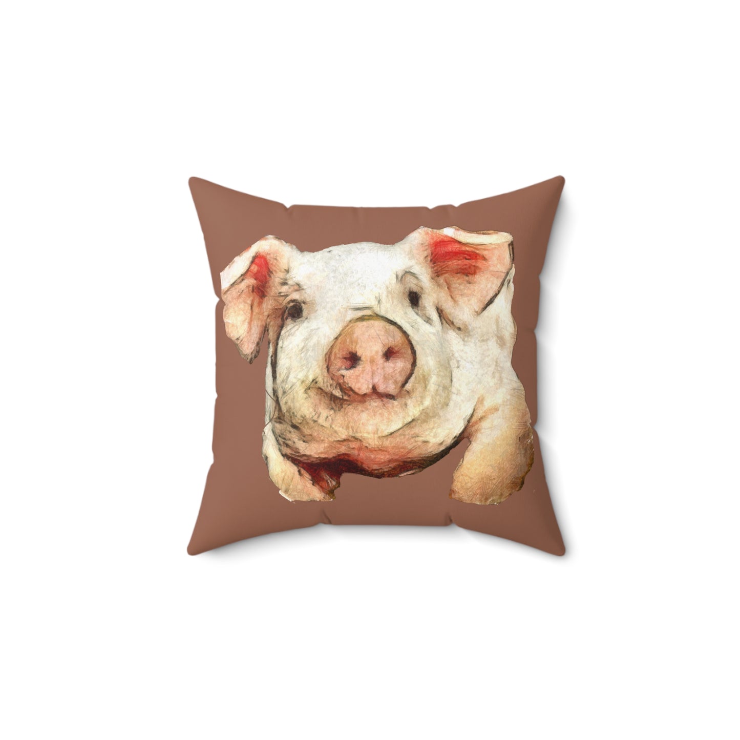 Pig 'Petunia'  Spun Polyester Throw Pillow
