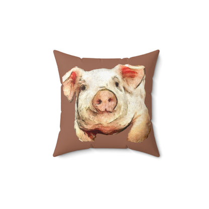 Pig 'Petunia'  Spun Polyester Throw Pillow