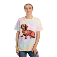 Dachshund 'Simone' Unisex Cotton Tie-Dye Tee, Spiral