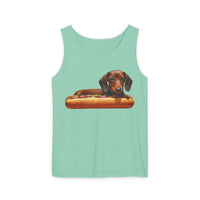 Dachshund  --  Weiner Dog  --  Unisex Relaxed Fit Garment-Dyed Tank Top