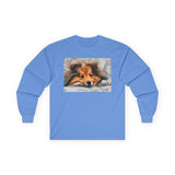 Shetland Sheepdog 'Sleepy Sheltie' Unisex Cotton Long Sleeve Tee