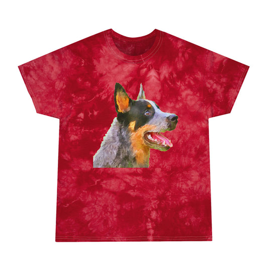 Blue Heeler - Australian Cattle Dog 'Percy' Unisex Cotton Tie-Dye Tee, Crystal