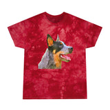Blue Heeler - Australian Cattle Dog 'Percy' Unisex Cotton Tie-Dye Tee, Crystal