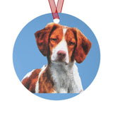 Gunner's Brittany Spaniel Metal Christmas Ornaments