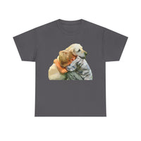 Yellow Labrador Retriever and Child Unisex Heavy Cotton Tee by DoggyLips ™