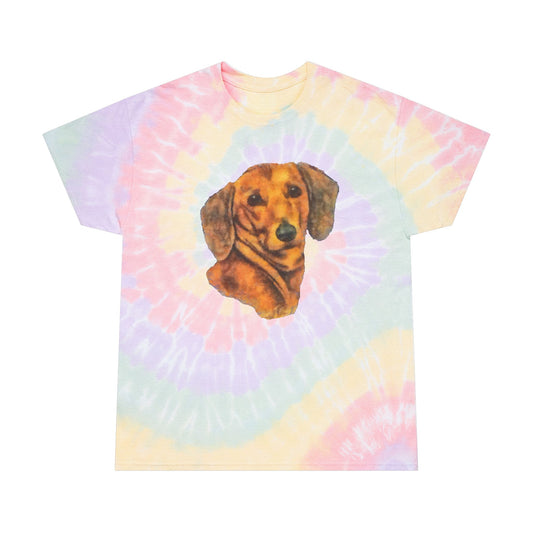 Dachshund 'Doxie 1' Unisex Cotton Tie-Dye Tee, Spiral