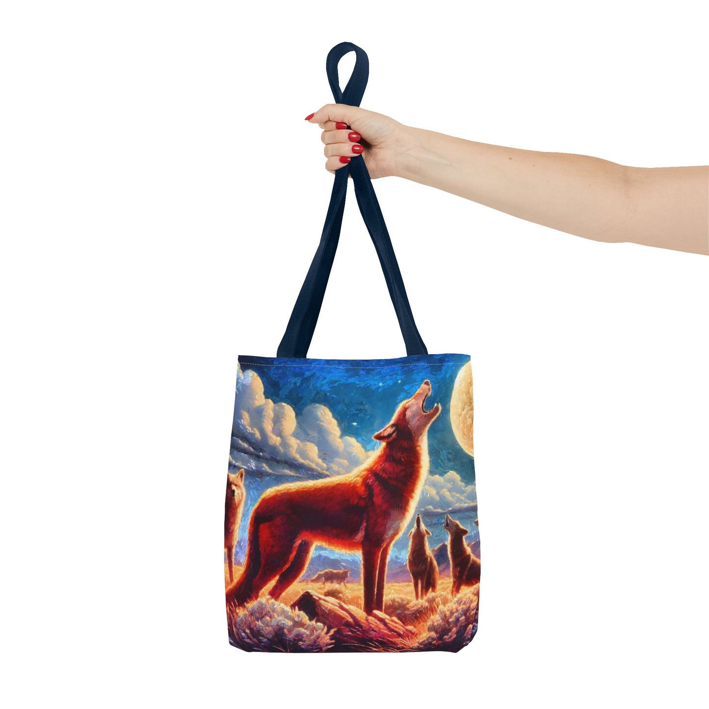 Coyotees Howling Under Moonlight Tote Bag