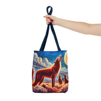 Coyotees Howling Under Moonlight Tote Bag