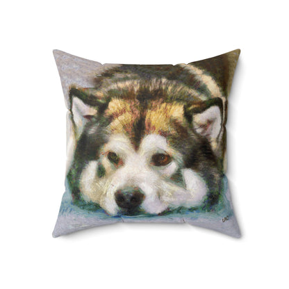 Alaskan Malamute Spun Polyester Throw Pillow