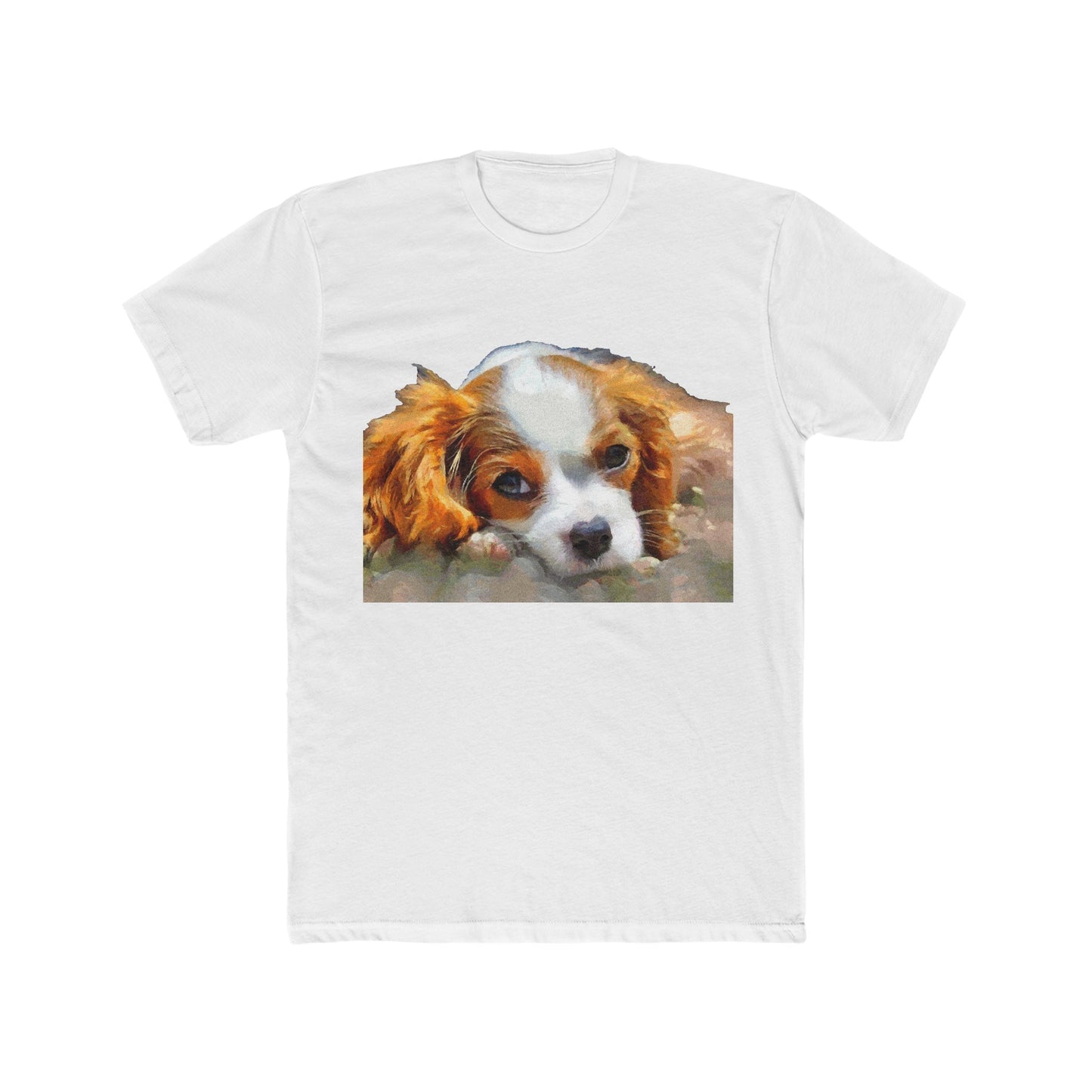 Cavalier King Charles Spaniel Puppy - Men's Fitted Cotton Crew Tee