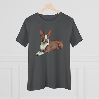 Boston Terrier Brown & White Women's Relaxed Cotton Tee