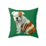 English Bulldog 'Bugsy' Spun Polyester Throw Pillow