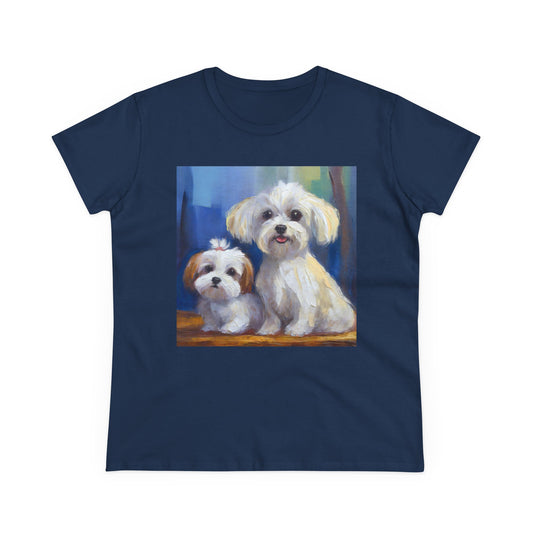 Maltese Puppies Women's Midweight Cotton Tee