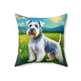 White Schnauzer Spun Polyester Throw Pillow